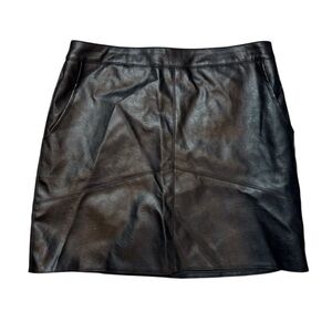 Altar'D State black faux vegan leather mini skirt lined size small